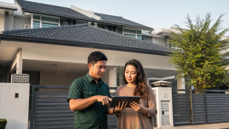 Pemilik rumah dan petugas menyemak hasil kerja selepas pemasangan atap
