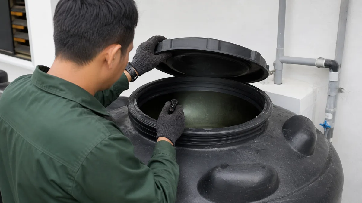 Pemeriksaan awal keadaan bahagian dalam tangki air
